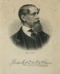 Charles Dickens, gravert av Weger, ca. 1874